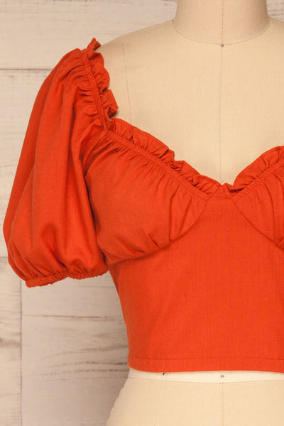 Karvounari Burnt Orange Off-Shoulder Crop Top | La Petite Garçonne 2