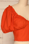 Karvounari Burnt Orange Off-Shoulder Crop Top | La Petite Garçonne 4