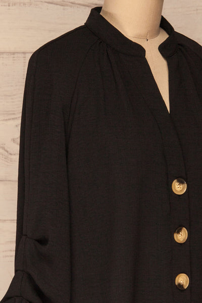 Kasilda Black Shirt | Tunique | La Petite Garçonne side close-up