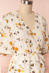 Kassy Beige Floral Patterned Short Dress | Boutique 1861 side close up
