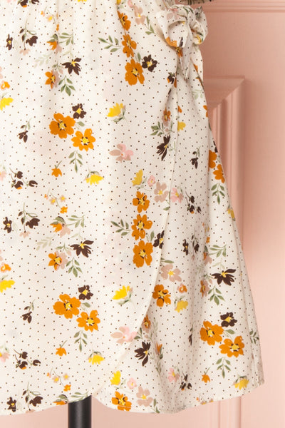 Kassy Beige Floral Patterned Short Dress | Boutique 1861 skirt