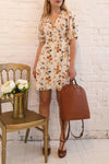 Kassy Beige Floral Patterned Short Dress | Boutique 1861 model look 1