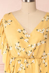 Katalina Yellow Floral Top with Frills | Boutique 1861 front close up