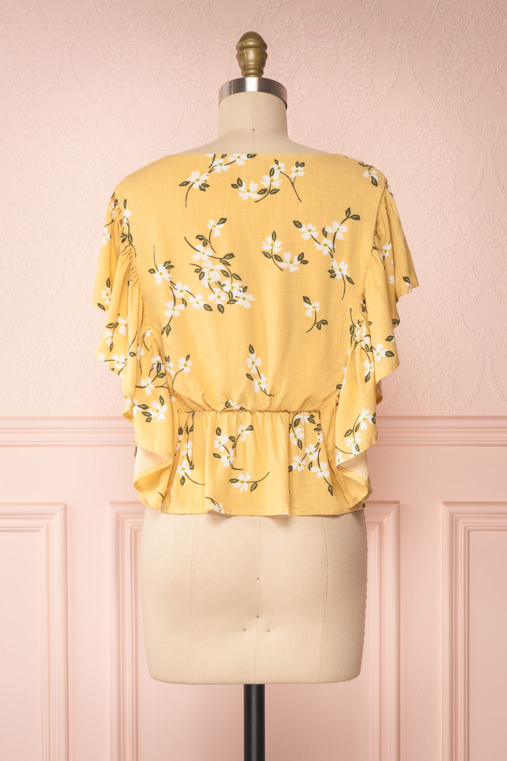 Katalina Yellow Floral Top with Frills | Boutique 1861 back view