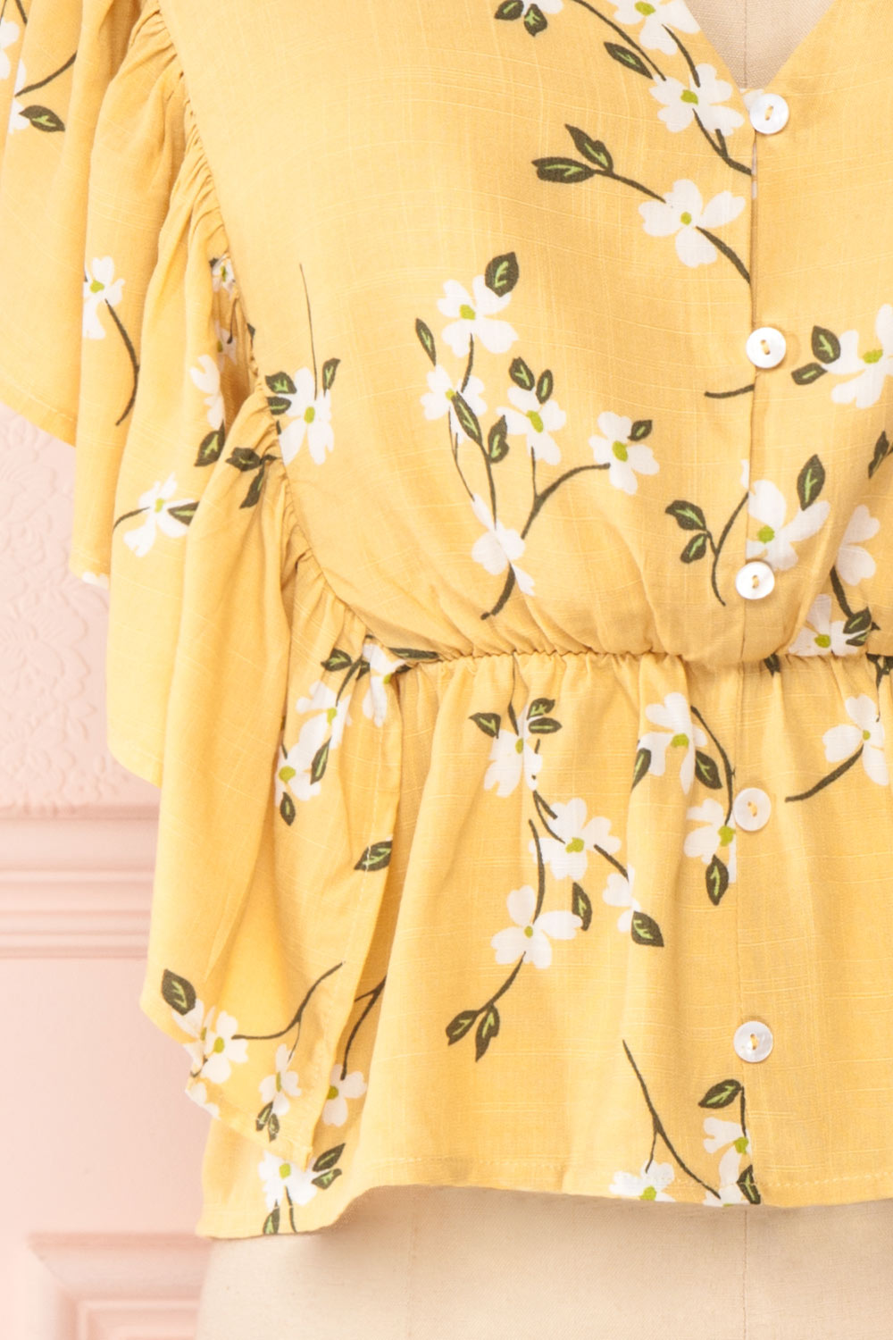 Katalina Yellow Floral Top with Frills | Boutique 1861 bottom