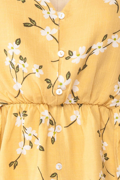 Katalina Yellow Floral Top with Frills | Boutique 1861 fabric