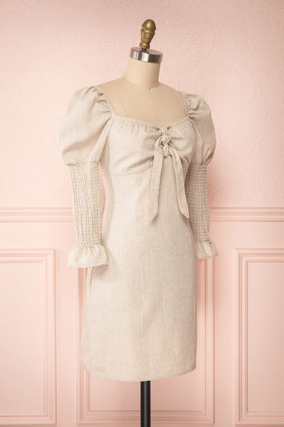Katarzyna Beige Off-Shoulder Short Dress side view | Boutique 1861