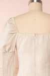 Katarzyna Beige Off-Shoulder Short Dress back close up | Boutique 1861
