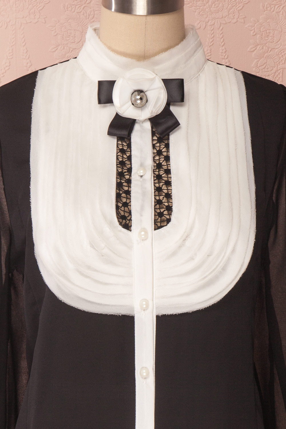 Kathryn Black & White Lace Ruffled Chiffon Blouse | Boutique 1861 3