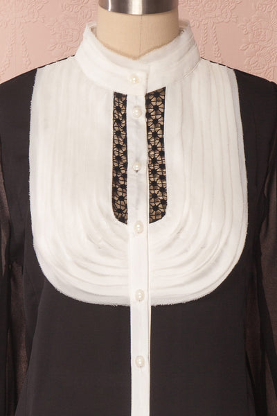 Kathryn Black & White Lace Ruffled Chiffon Blouse | Boutique 1861 2