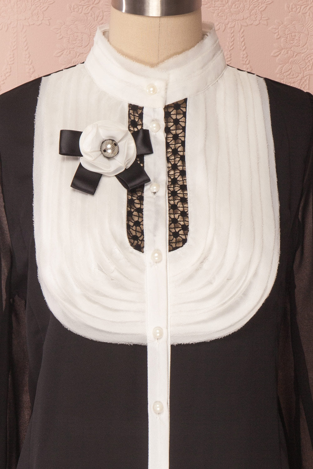 Kathryn Black & White Lace Ruffled Chiffon Blouse | Boutique 1861 5