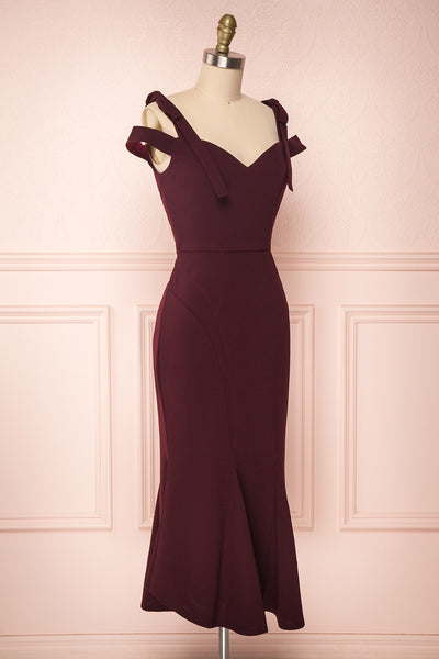 Katrine Purple-Red Fitted Midi Cocktail Dress | Boutique 1861