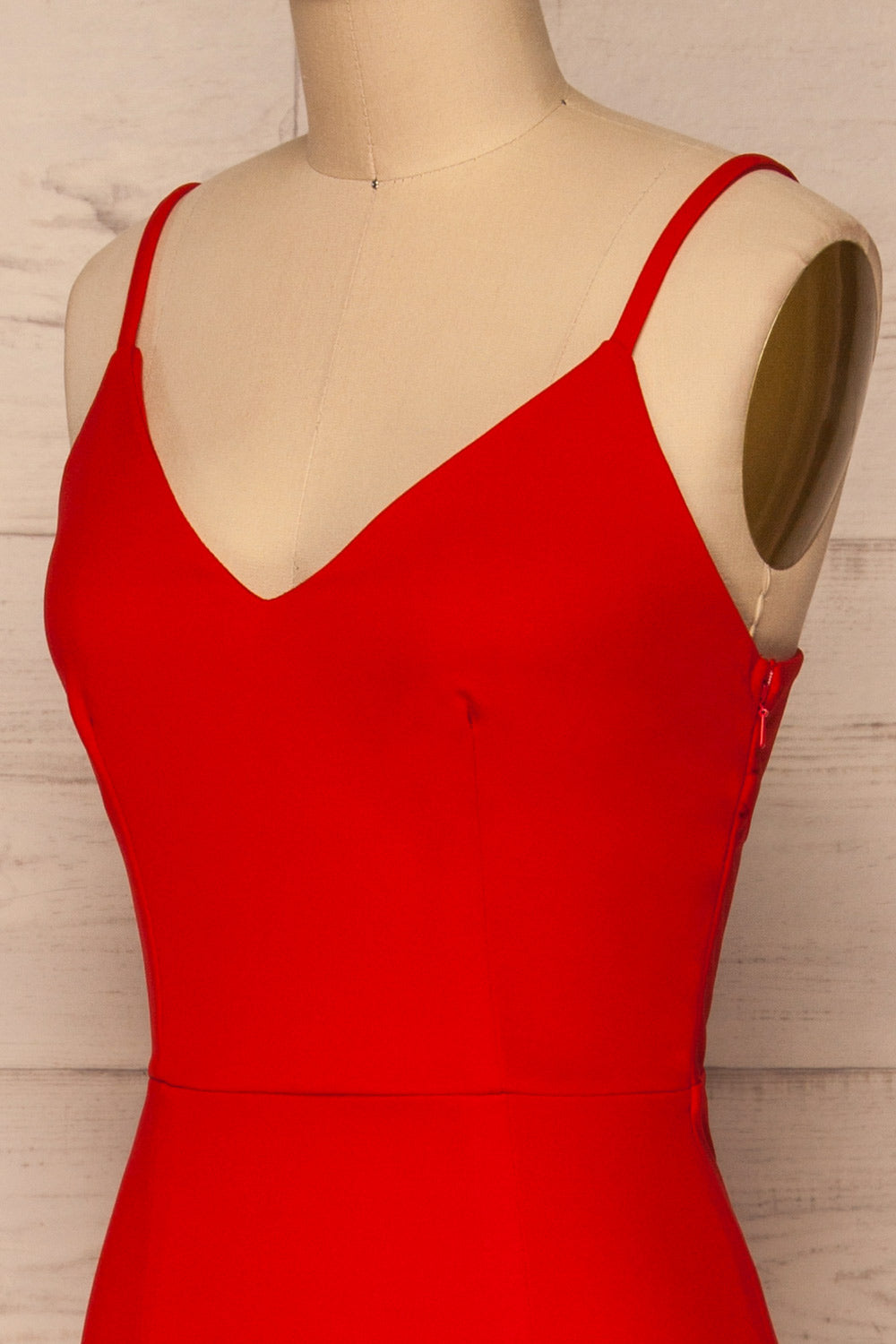 Kavadartsi Red V-Neck Maxi Dress | La petite garçonne  side close-up