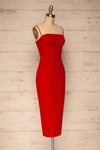 Kavala Red Fitted Midi Dress | La petite garçonne side view