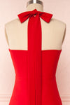 Kavi Red Halter Maxi Dress | La petite garçonne back close up