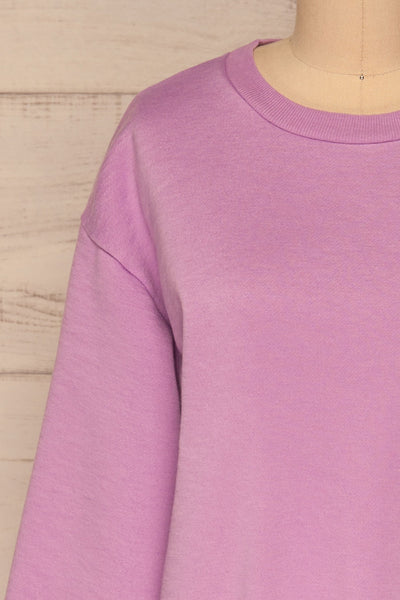 Kazann Purple Crew Neck Sweater | La petite garçonne  front close-up