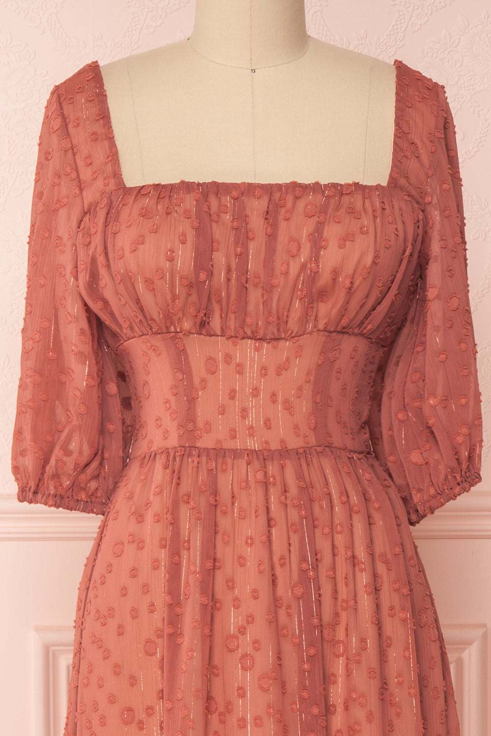 Keaka Pink Midi A-Line Dress with Plumetis | Boutique 1861 2