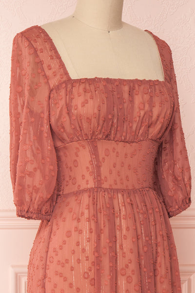 Keaka Pink Midi A-Line Dress with Plumetis | Boutique 1861 4