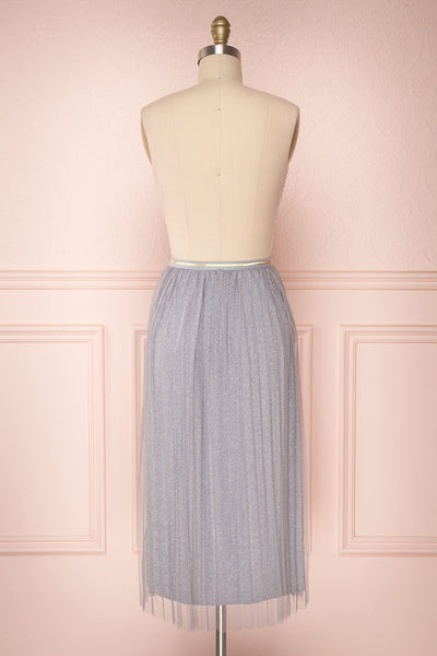 Keelin Gris Grey Glitter Mesh Midi Skirt | Boutique 1861 5