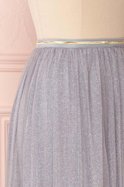 Keelin Gris Grey Glitter Mesh Midi Skirt | Boutique 1861 6