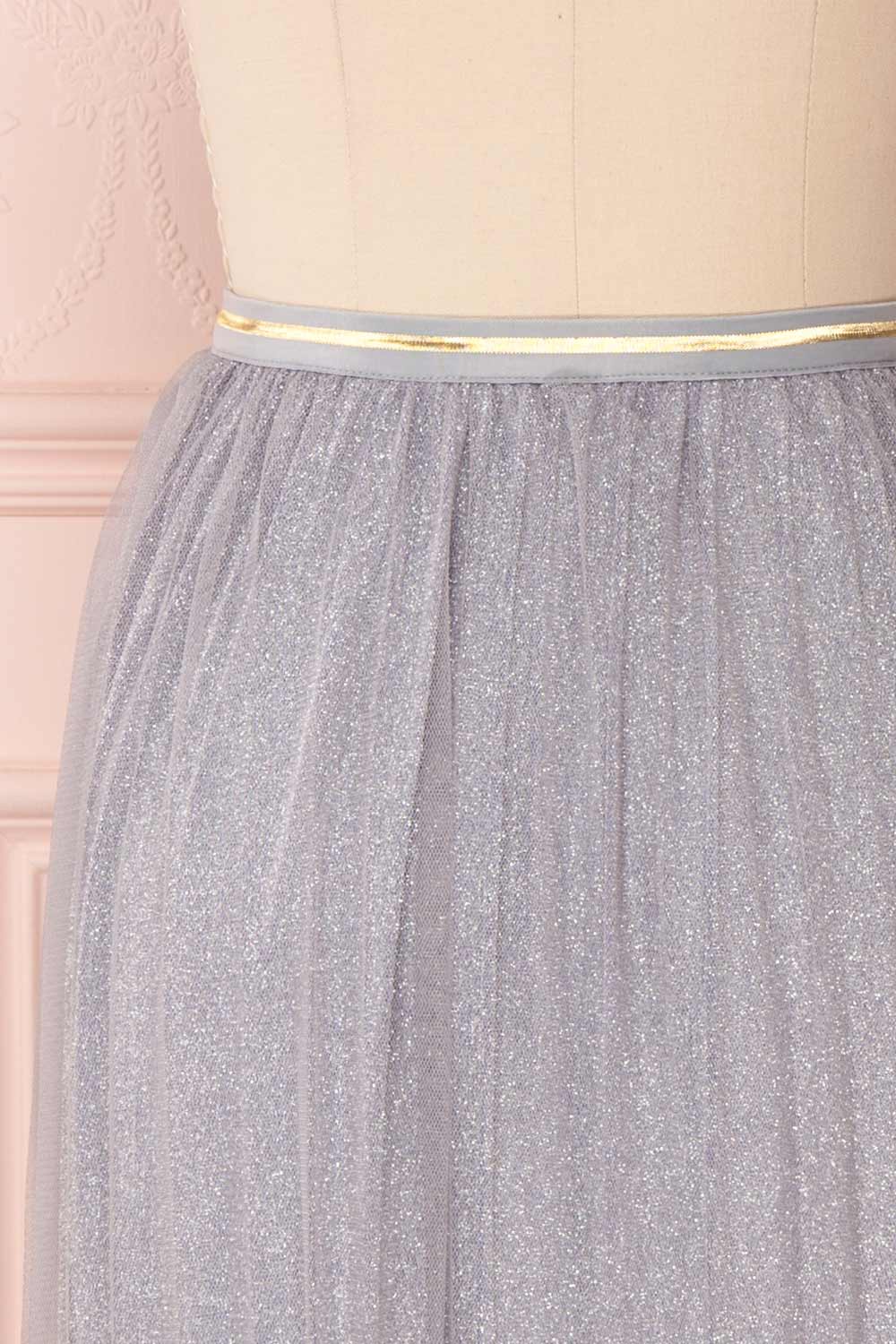 Keelin Gris Grey Glitter Mesh Midi Skirt | Boutique 1861 4