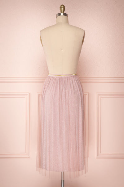 Keelin Rose Pink Glitter Mesh Midi Skirt | Boutique 1861 5