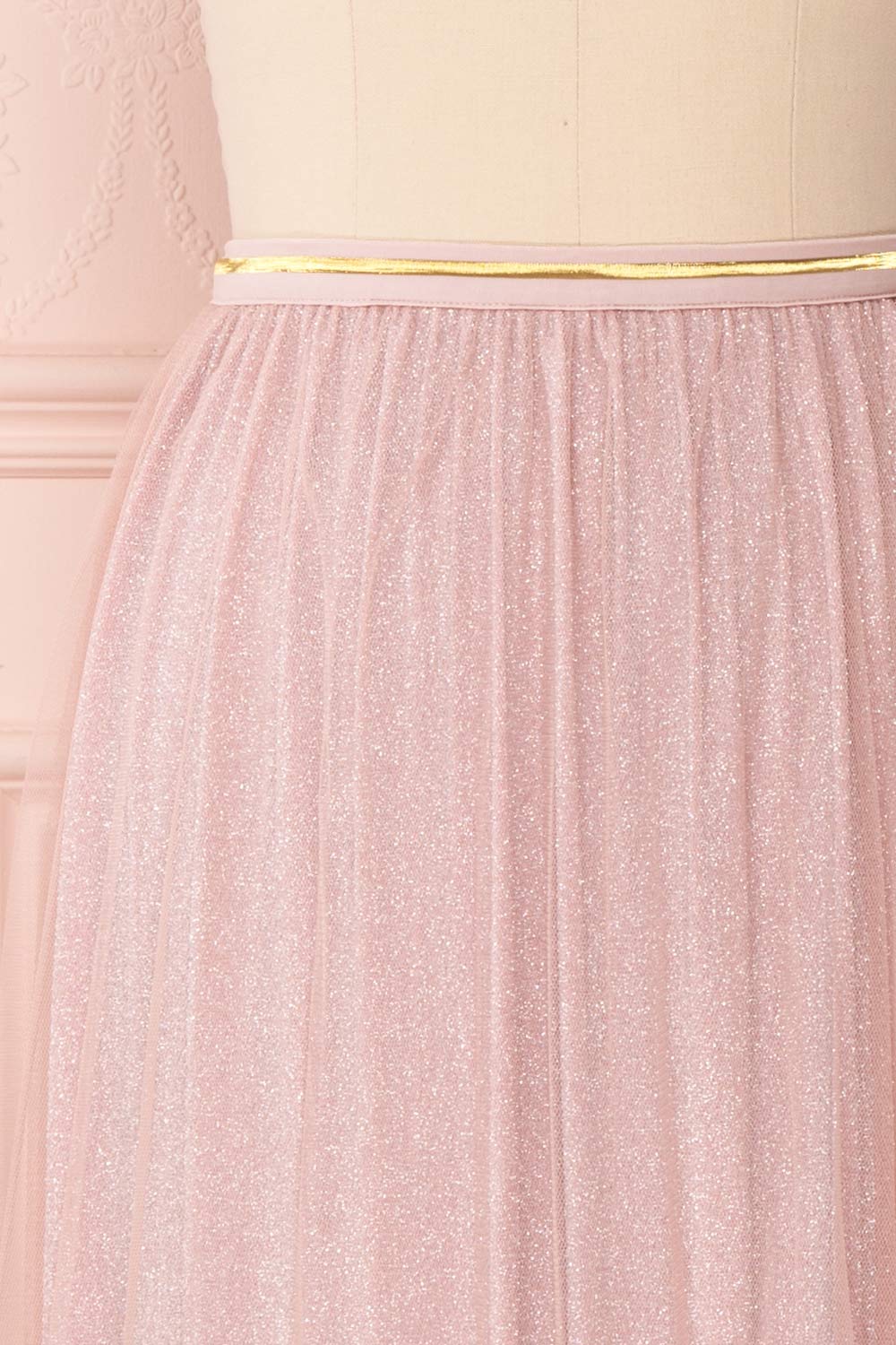 Keelin Rose Pink Glitter Mesh Midi Skirt | Boutique 1861 2