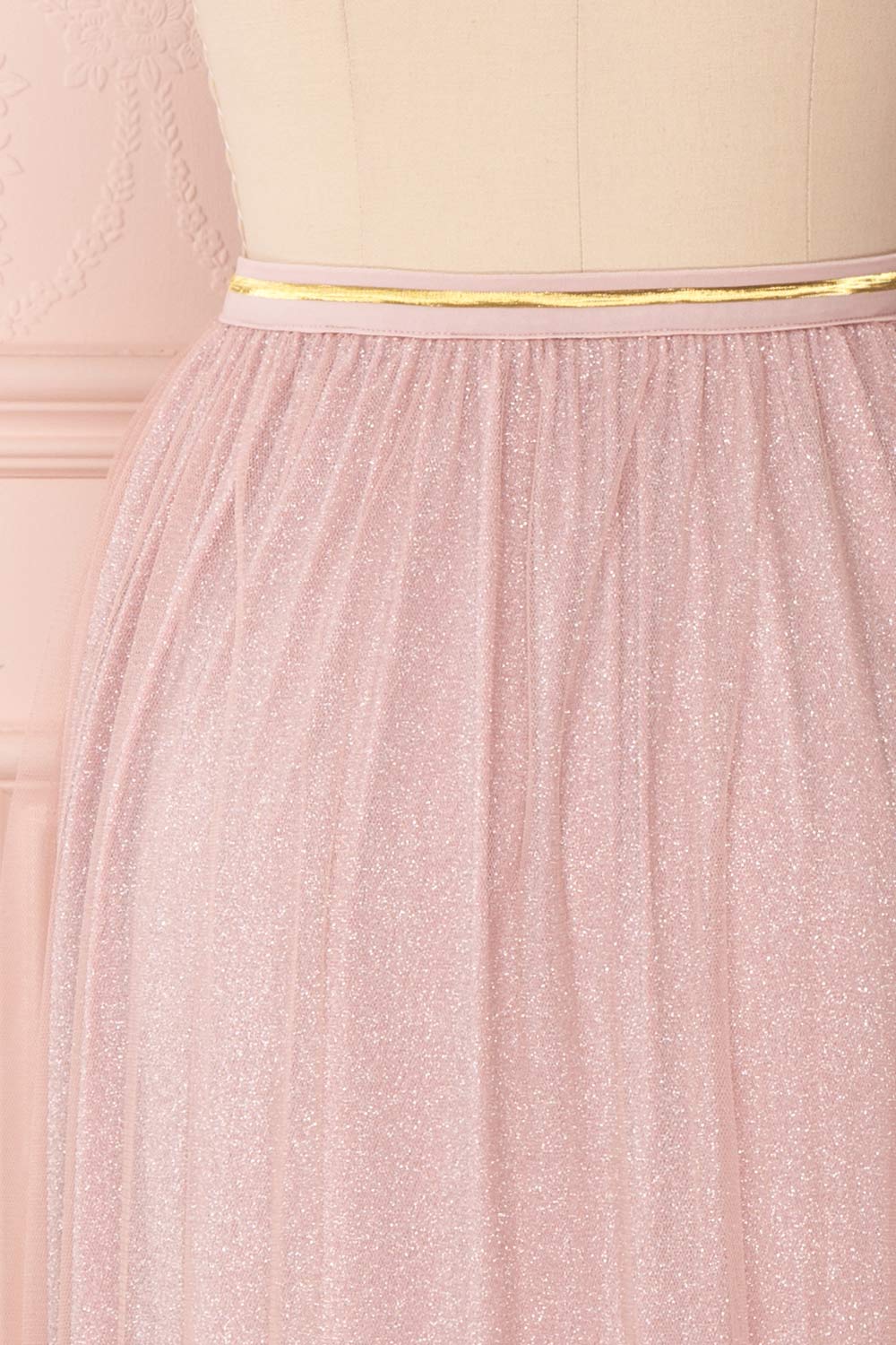 Keelin Rose Pink Glitter Mesh Midi Skirt | Boutique 1861 6