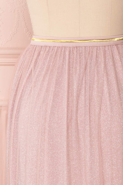 Keelin Rose Pink Glitter Mesh Midi Skirt | Boutique 1861 6