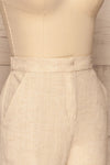 Keflavik Beige High Waist Cropped Pants | La petite garçonne side close-up