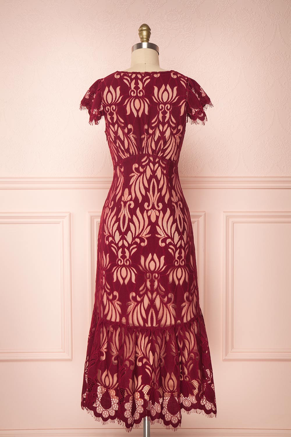 Kehaulani Burgundy Lace Button-Up Cocktail Dress | Boutique 1861 4