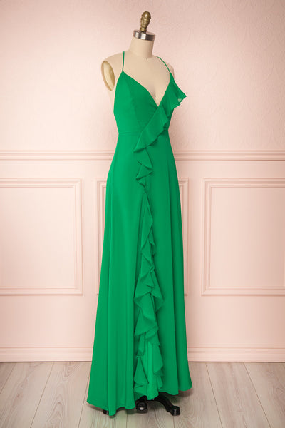 Kekoa Green Chiffon Gown with Ruffles | Boutique 1861 3