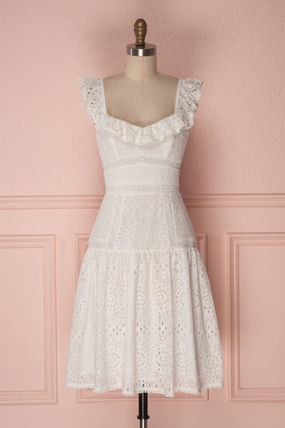 Kelita Ivoire White Lace Flared Midi Bridal Dress | Boudoir 1861