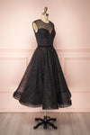 Kenyka Black & Silver Glitter A-Line Party Dress | SIDE VIEW | Boutique 1861