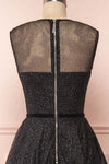 Kenyka Black & Silver Glitter A-Line Party Dress | BACK CLOSE UP | Boutique 1861
