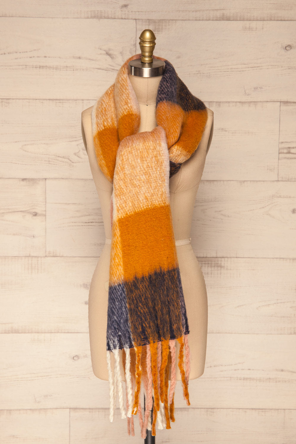 Kepice Fall Colorful Soft Scarf with Fringe | La Petite Garçonne front tie view 