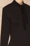 Kepno Noir Black Top w/ Tied Stand Collar | La Petite Garçonne side close-up