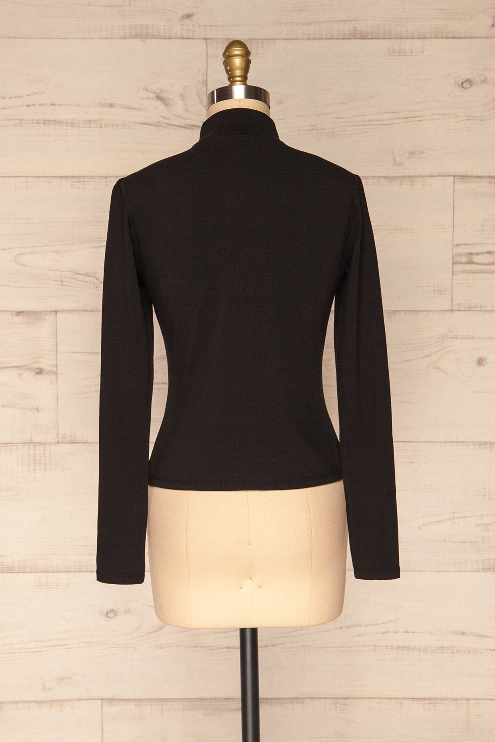 Kepno Noir Black Top w/ Tied Stand Collar | La Petite Garçonne back view 