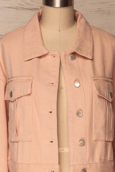 Keratea Pink Cropped Jean Jacket with Pockets | La Petite Garçonne 2