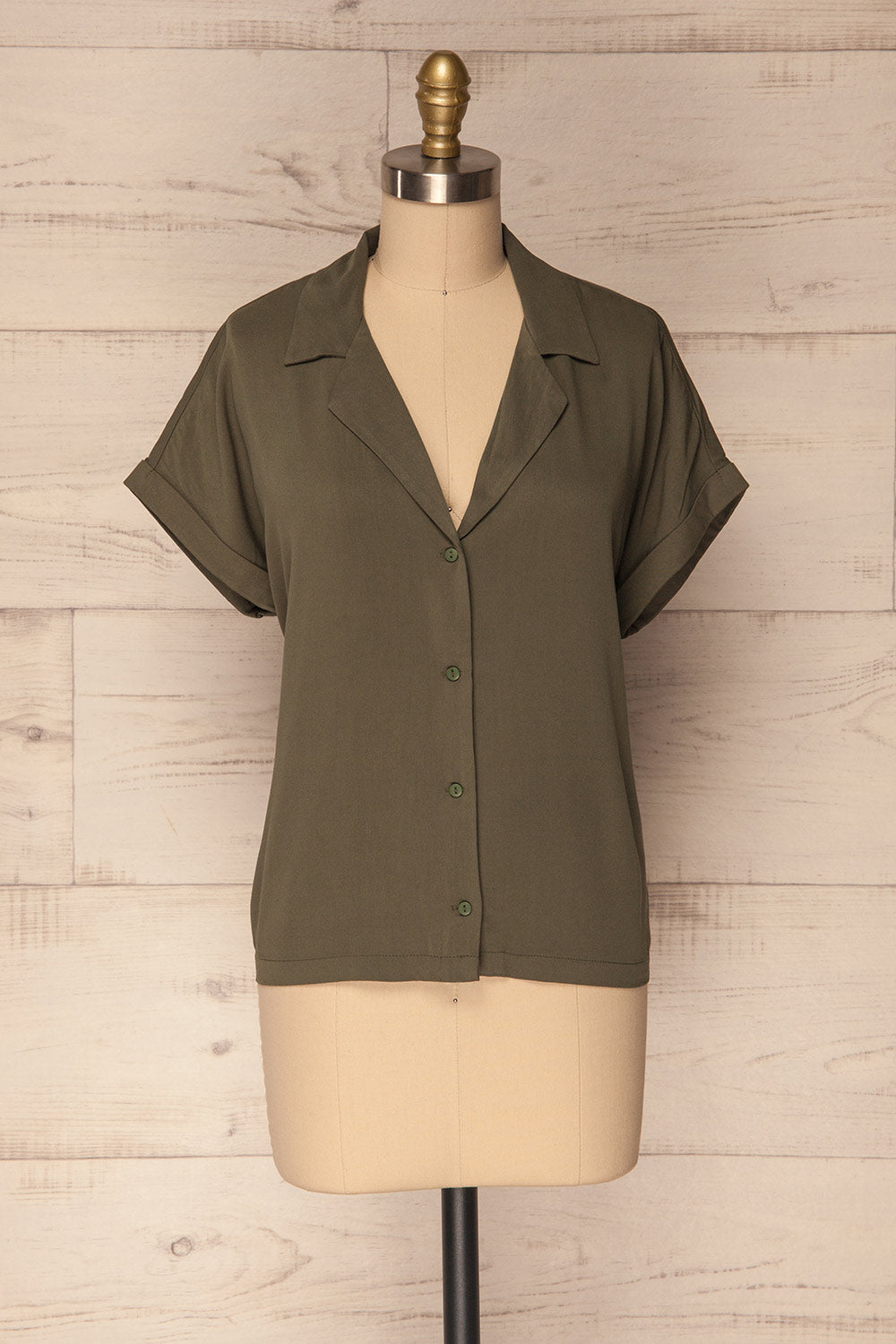 Kerion Moss Loose Green Button-Up Shirt | La Petite Garçonne