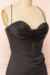 Kesha Black Corset Cowl Neck Maxi Dress | Boutique 1861 side close-up