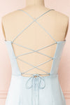 Kesha Blue Corset Cowl Neck Maxi Dress | Boutique 1861 back close-up