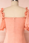 Ketayap Coral Pink Midi Dress w/ Puffy Sleeves | Boutique 1861 back close up