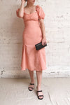 Ketayap Coral Pink Midi Dress w/ Puffy Sleeves | Boutique 1861 model look