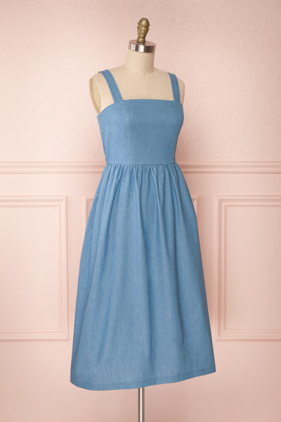 Ketilbjorg Blue Denim Midi Dress w/ Buttons | La petite garçonne side view