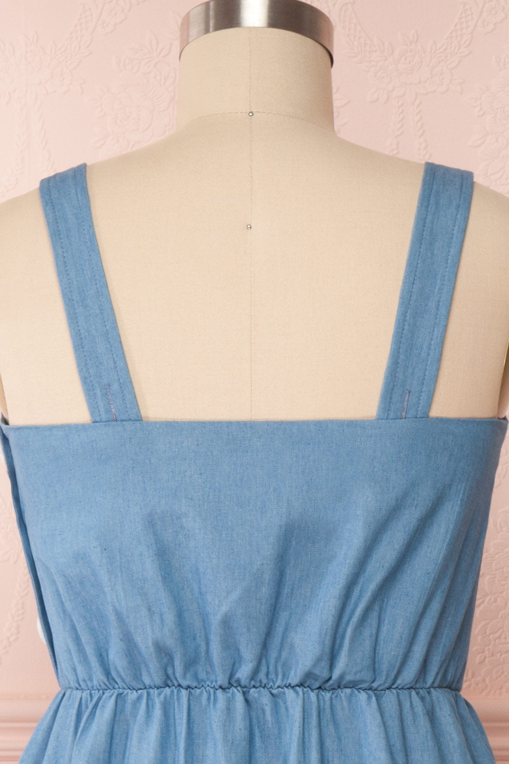 Ketilbjorg Blue Denim Midi Dress w/ Buttons | La petite garçonne back close up