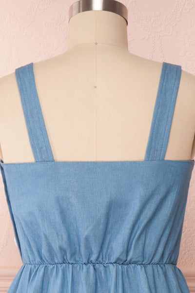 Ketilbjorg Blue Denim Midi Dress w/ Buttons | La petite garçonne back close up