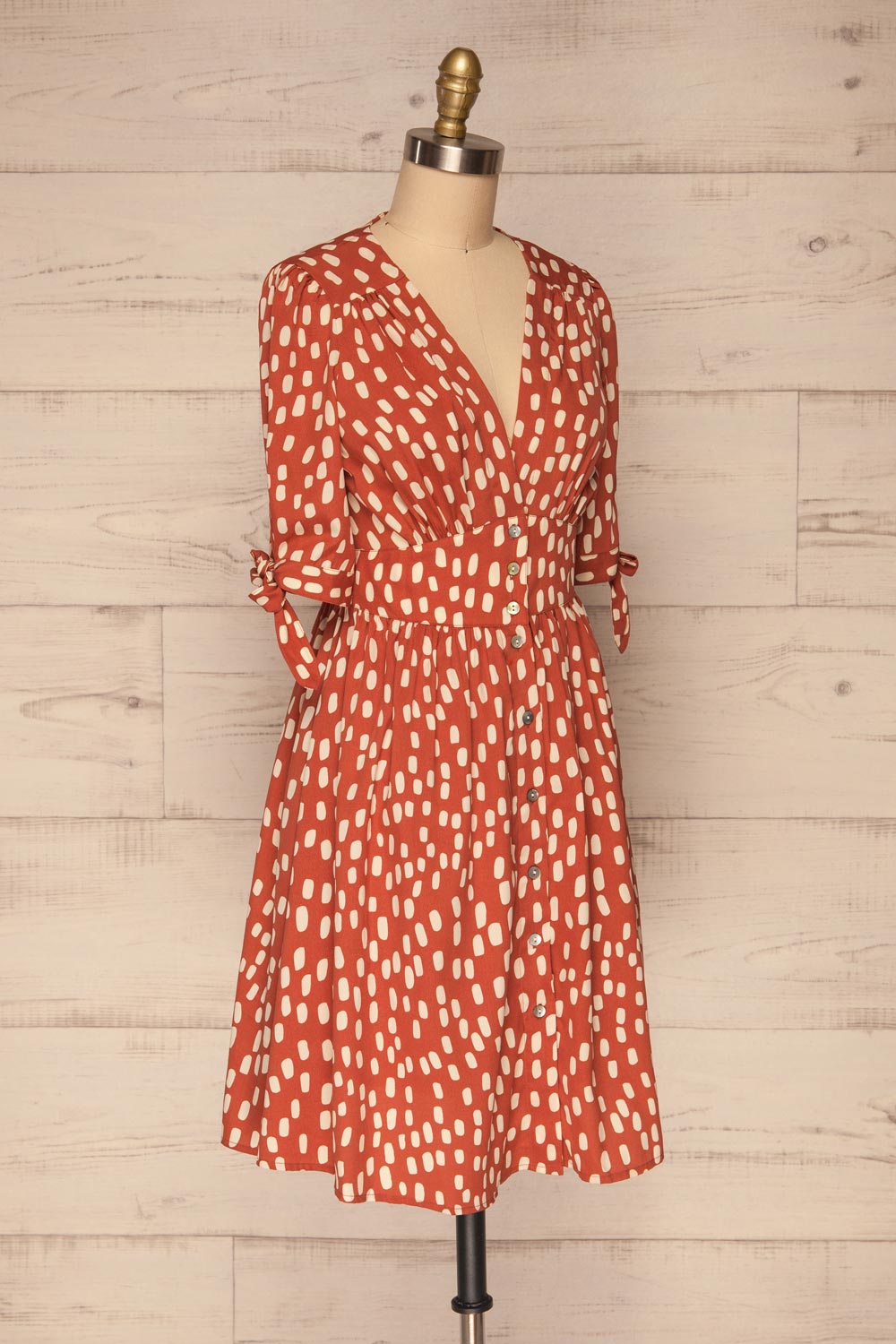 Ketrzyn Rust Button-Up Short Dress | La petite garçonne side view