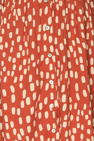 Ketrzyn Rust Button-Up Short Dress | La petite garçonne fabric