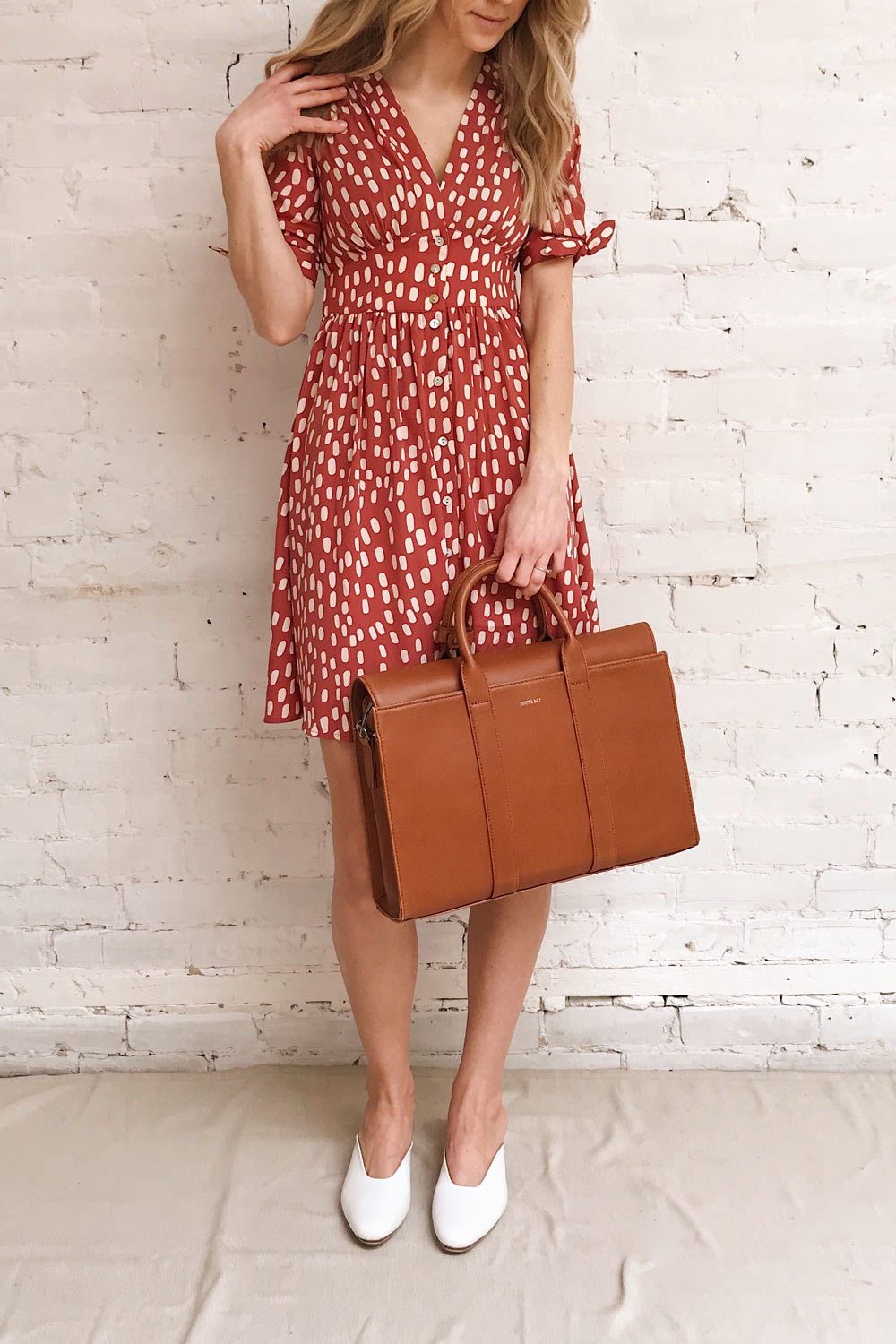 Ketrzyn Rust Button-Up Short Dress | La petite garçonne model look